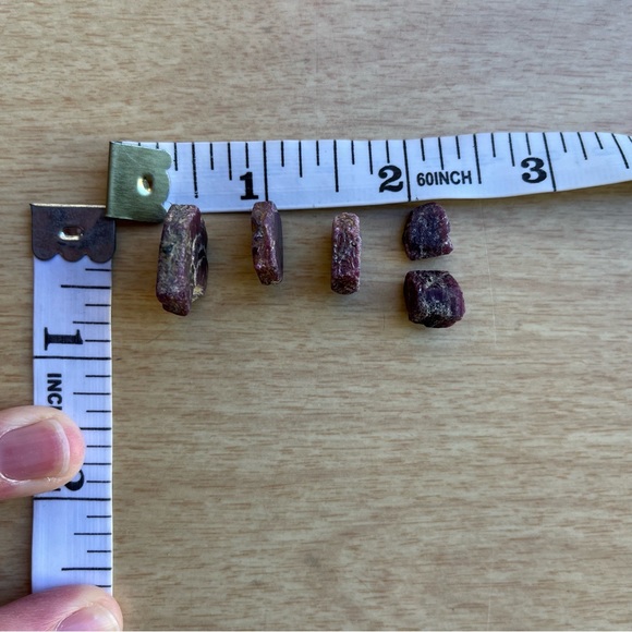 Rubies Raw Hexagonal Corundum Form Set Of 5 - Picture 12 of 12